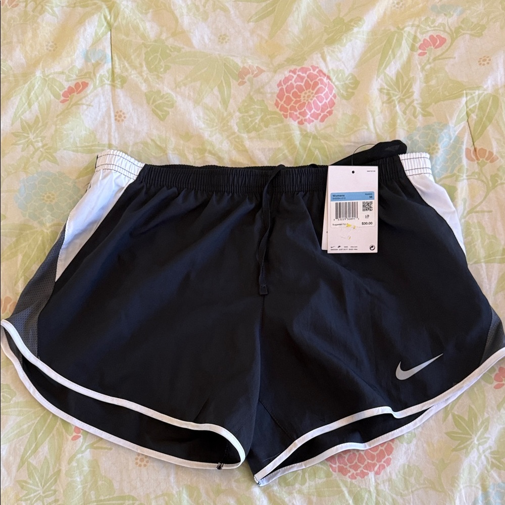 Nike Women's Black and White Athletic Shorts